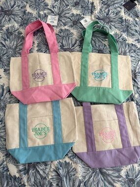 Canvas Tote Bag - Pink, Green, Blue, Purple Accents